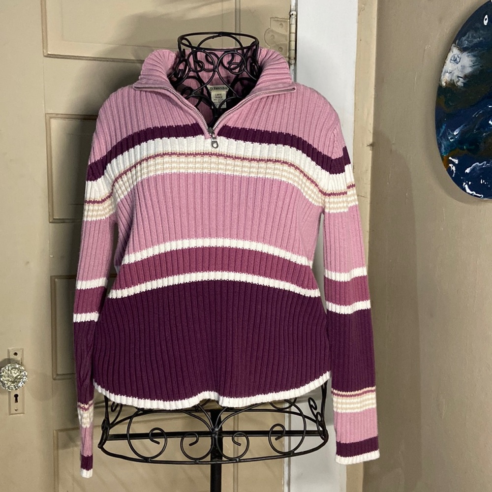 ribbed striped purple pullover jacket